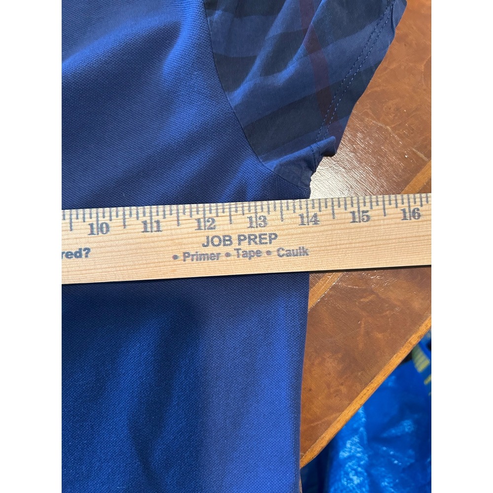 Burberry Brit Womens Navy Blue Tonal Nova Check Puff Sleeve Polo Shirt XS Sony🎬 - Picture 7 of 8